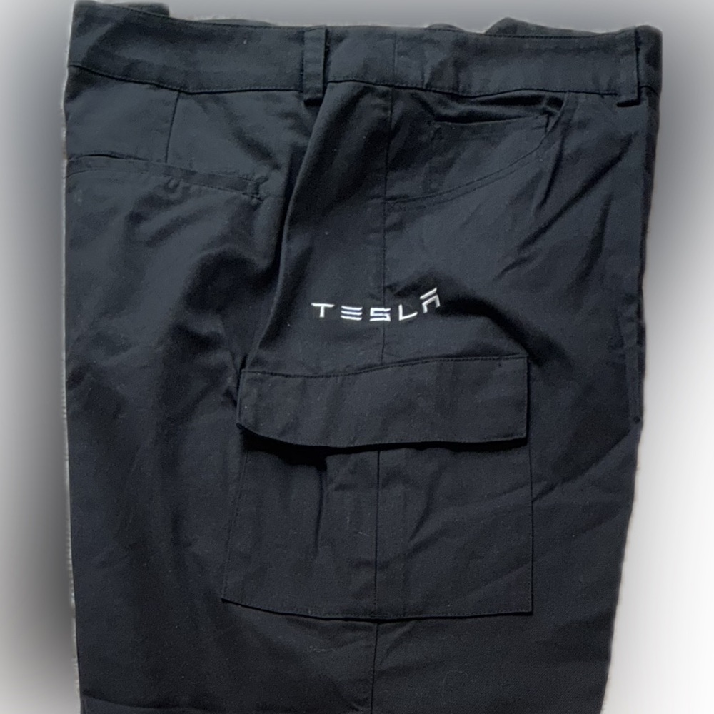 Tesla Men's Cargo Pants – Black Utility Work Trousers Size 42W 30L